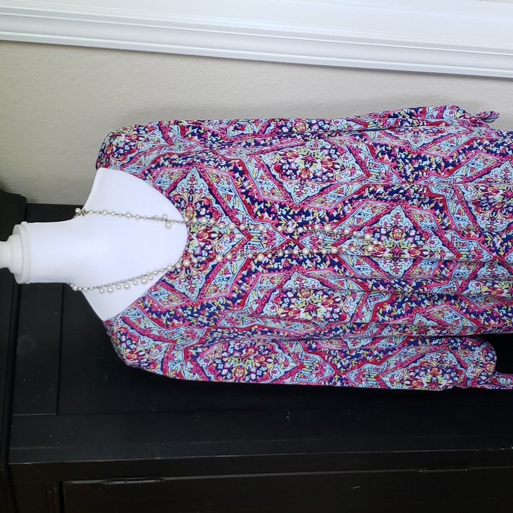 Chico's Dress size 4 US 20/22 multi color pink, blues, reds